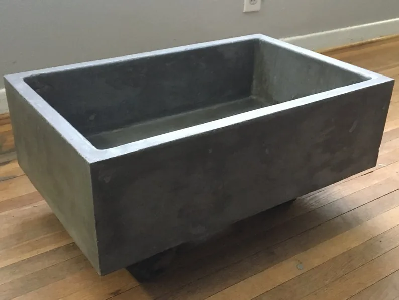 Freestanding concrete vessel sink